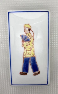 Hand Painted Ceramic Trinket Box with Lid Vanity Chinaman Cigarette Hong Kong - Picture 1 of 11