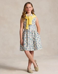 Polo Ralph Lauren Girls White Multi Floral Cotton Oxford Shirtdress Size 10 NWT - Picture 1 of 8