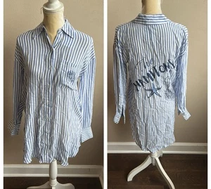 Blue Island Women’s New Coverup Striped The Hamptons Blue White Sz XL Starfish - Picture 1 of 4