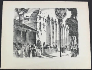 Arthur Beaumont 1953 signierte Lithographie "Die Glocken von San Gabriel" Nummer 195/200 - Bild 1 von 9