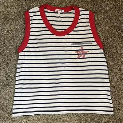 Anthropologie Sundry Stripe Star Pocket Tank Top Red Blue Women’s Size Small - Image 1 of 4