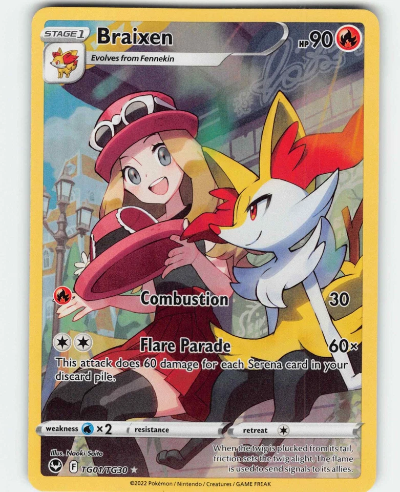 Braixen Ultra Rare SWSH12: Silver Tempest Trainer Gallery TG01/TG30 LPHolo - Image 1 of 1