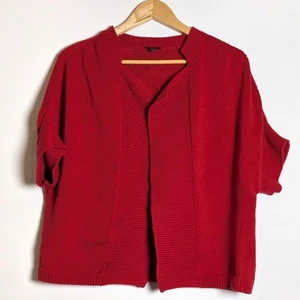 TALBOTS Damen Gr. L rot vorne offen Strick Kurzarm Pullover Strickjacke Baumwolle - Bild 1 von 7