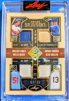 2025 Leaf Seasons in the Sun- Award Season Quad Relic#AS-11 Mattingly, Gooden,+2 - Imagem 1 de 4
