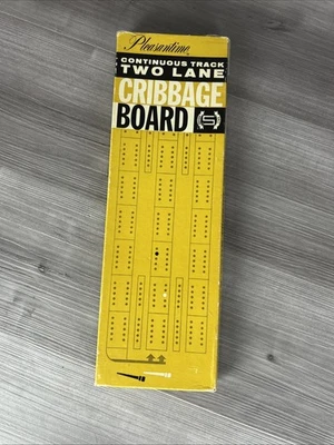 Vintage Pleasantime Continuous Track TWO LANE Wooden Cribbage Board with Pegs. - Image 1 of 4