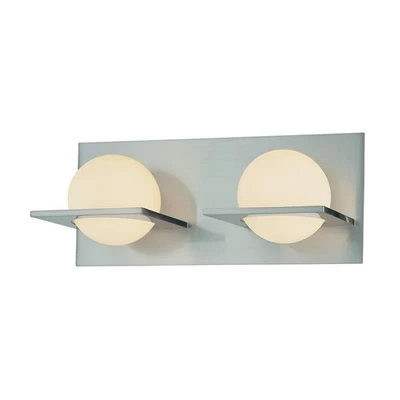 2 Light Vanity Wall Fixture Chrome Finish Floating Orb Modern Bathroom Alico Elk - Image 1 of 3