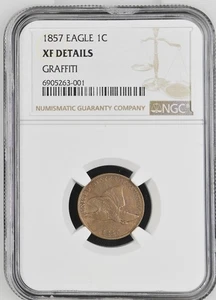 1857 Flying Eagle Cent 1C - NGC XF Details (Graffiti) - Picture 1 of 2