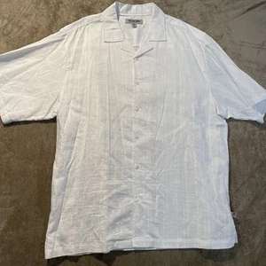 Stacy Adams Shirt Men's Size 3x Linen Button Down Short Sleeve Casual Vacation - Picture 1 of 7