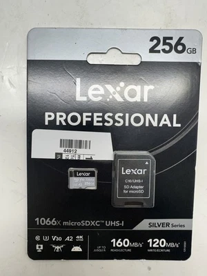 Lexar Professional 256GB 160MBS/120MB/s' micro SDXC UHS-1 1066x New(44912) - Image 1 of 3