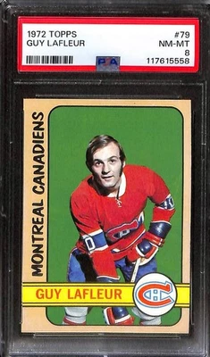 1972 Topps #79 GUY LAFLEUR PSA 8 NM-MT 117615558  - Image 1 of 3