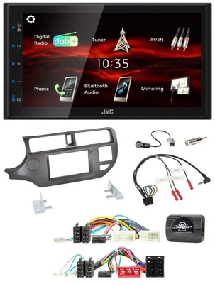 JVC USB Bluetooth Lenkrad DAB 2DIN Autoradio für Kia Rio 11-15 UB anthrazit - Bild 1 von 4