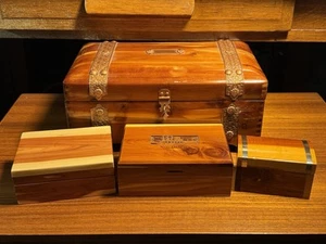 Lote de 4 cajas de joyería de madera McGraw Box Co. pequeños contenedores de almacenamiento de cedro - Imagen 1 de 18