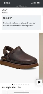 Mujer Marrón Oscuro Ugg Goldenstar Cuero Zuecos Sin Cordones Zapatos Talla 7 EU 38 Nuevo Foto 1 de 4