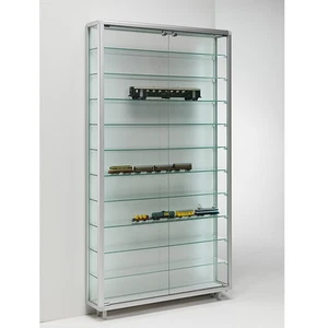 große Wandvitrine Alu Glas für Sammler abschließbar Glasrückwand 20 cm tief - Bild 1 von 1