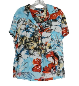 Jams World Shirt Medium Los Flores W624 Aloha Floral Button Front Top Hawaii USA - Picture 1 of 6