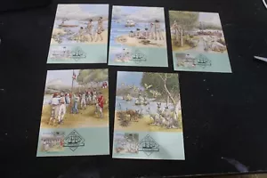 1988 THE FIRST FLEET ARRIVAL STAMP MAXI CARDS SET OF 5 - Bild 1 von 1