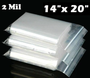 14"x 20" CLEAR 2 MIL TOP LOCK ZIP SEAL BAGS PLASTIC RECLOSABLE SMALL BAGGIES - Foto 1 di 4