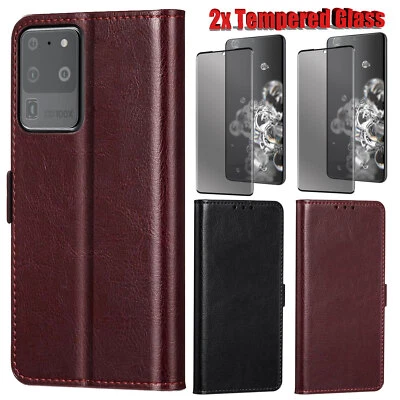 For Samsung Galaxy S20 Ultra S20+ FE Leather Case Cover Privacy Screen Protector - Image 1 of 4