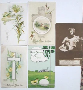 1909-1915 Postales de Pascua grupo de 5 Lirios, Cruces, Temas Religiosos - Imagen 1 de 3