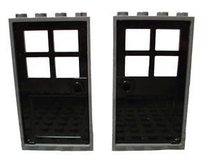 ☀️NEW LEGO Set of 2 NEW Door and Frame 1 x 4 x 6 Dark Bluish Gray / Black - Picture 1 of 1