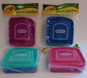 Juego de (4) Contenedor de sándwiches Crayola Snack Packer Azul Teal Rosa Púrpura Nuevo - Imagen 1 de 2