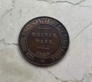 Malden Massachusetts MA Royal Arch Tabernacolo Massonico Penny Token - Foto 1 di 2