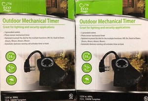 Juego de 2 enchufes ECO temporizador mecánico exterior 3 salidas a tierra - Imagen 1 de 2