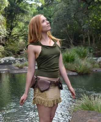 4 Leaf Leather Pocket Belt, Festival Burning Man Rave Psytrance Pixie Fairy Goa - image 1 of 4