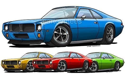 AMC Javelin Cartoon Tshirt  #0536 GA muscle car automotive art - Image 1 of 1