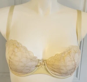 Vintage Hanes Her Way Lace Underwire Demi Bra Sexy Sissy Pin-up Ivory Size 38C - Picture 1 of 14