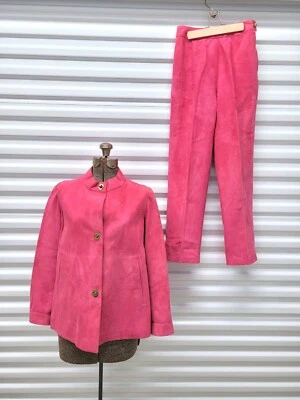 Vintage 1960s Mod Bonnie Cashin Sills Genuine Leather Suede Jacket Pants Small - Image 1 of 4