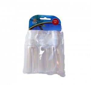 Sure Travel 3 x 50ml Plastic Travel Bottle Set, 2x spray top 1 seal top lids