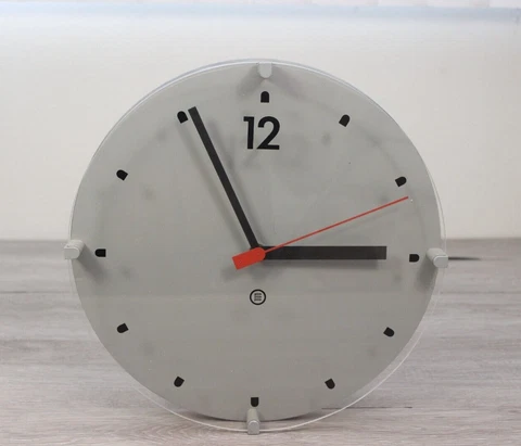 MCM inspired Round Gray & Black Modern Wall Clock By Peter Pepper Product  12" Cover