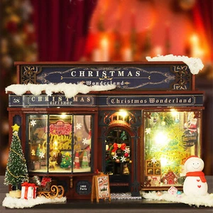 Miniature Christmas Houses Tiny House Kit Christmas House Wooden Doll House - Picture 1 of 10