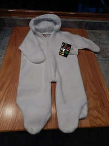PEEK-A-BABE WHITE FLEECE OUTFIT ZIPPERED,HOOD ,SIZE 3/6 MO. , NWT - Picture 1 of 6