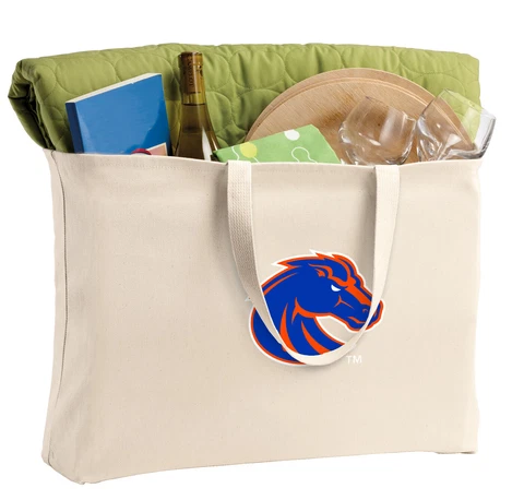 Boise State Tote Bag JUMBO Shopper Grocery Bags Large Beach Totes 100% COTTON! Cover