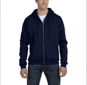 Champion Powerblend Full-Zip Hooded Sweatshirt 9oz Double Dry Eco , Navy 3XL . - Picture 1 of 6
