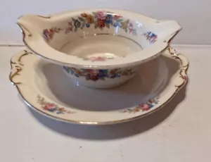 ROYAL IVORY KPM GERMANY SYMPHONY GRAVY BOAT WITH ATTACHED PLT VG USED COND - Picture 1 of 5