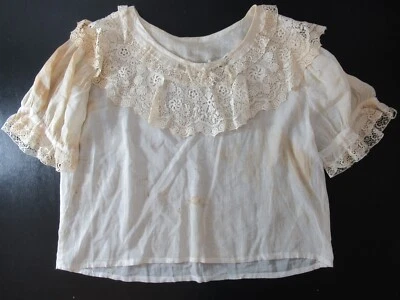 Антикварная эдвардианская блузка с рубашкой и кружевным воротником цвета слоновой кости ручной работы 1900-е - Изображение 1 из 4