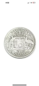 1947 AUSTRALIA FLORIN (50% SILVER) - CIRCULATED COLLECTABLE - Bild 1 von 2