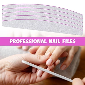 1-50x Limas de Uñas Profesionales Doble Cara 100/180 Grano Media Luna Tampón Calidad - Imagen 1 de 17