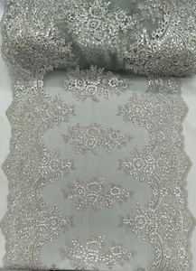 Designer Sequin Lace Fabric – Embroidered Mesh for Dresses & Table Runner VT-14 - Picture 1 of 1
