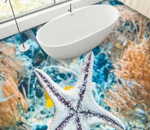 3D Starfish White 35RAIN08 Floor WallPaper Murals Wall Print Decal AJ Honey - Picture 1 of 6