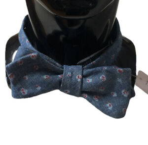 J. Crew Cotton Bow Tie  Adjustable, Blue With Flowers