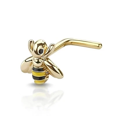 Nariz de abeja Stud Insecto Oro Negro Esmalte 20g (0,8mm) Acero quirúrgico L ... - Imagen 1 de 4