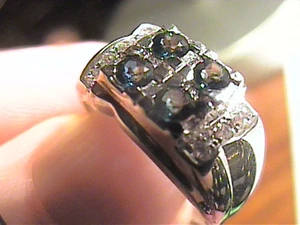 sterling 925 silver  opal   ring blue sapphire - Picture 1 of 1
