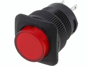 Push-button switch, OFF-(ON) nonfixed, 2pins; 1.5A/250VAC SPST-NO, Ø16mm, red - Picture 1 of 1
