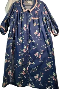 Vintage MODELS MANTEL Damen Front Druckknopf mehrere Taschen blau rosa Blumen " - Bild 1 von 6