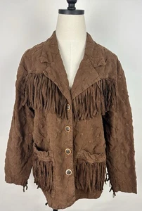 Chaqueta vaquera vintage años 90 con flecos para mujer pequeña bordada de rayón rodeo - Imagen 1 de 18