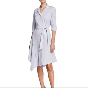 Lafayette 148 New York Casimir Dominique Striped Belted Shirt Dress in Sz S - Picture 1 of 9